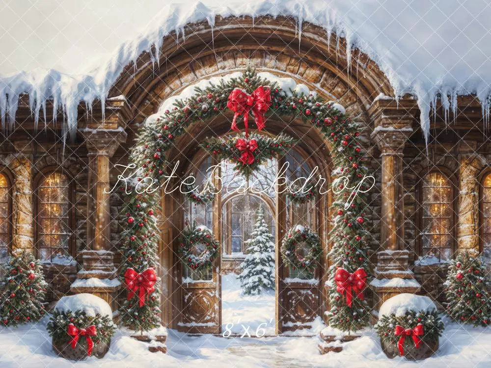 Kate Christmas Snow Vintage Arch Castle Gate Backdrop Designed by GQ