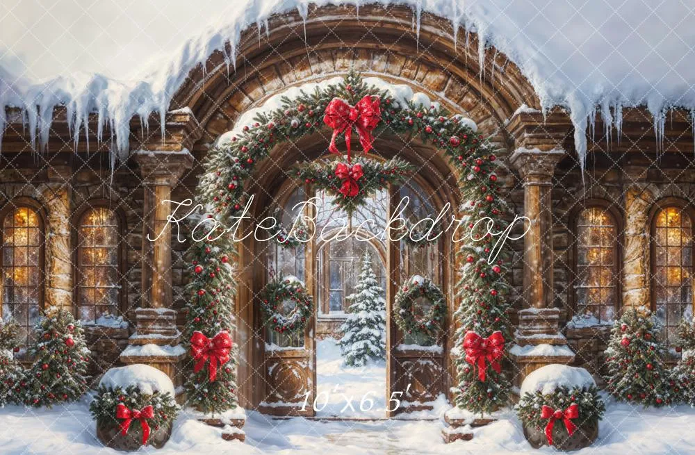 Kate Christmas Snow Vintage Arch Castle Gate Backdrop Designed by GQ
