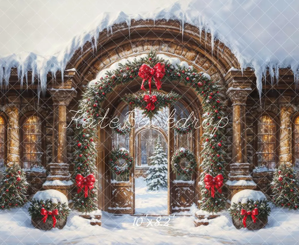 Kate Christmas Snow Vintage Arch Castle Gate Backdrop Designed by GQ