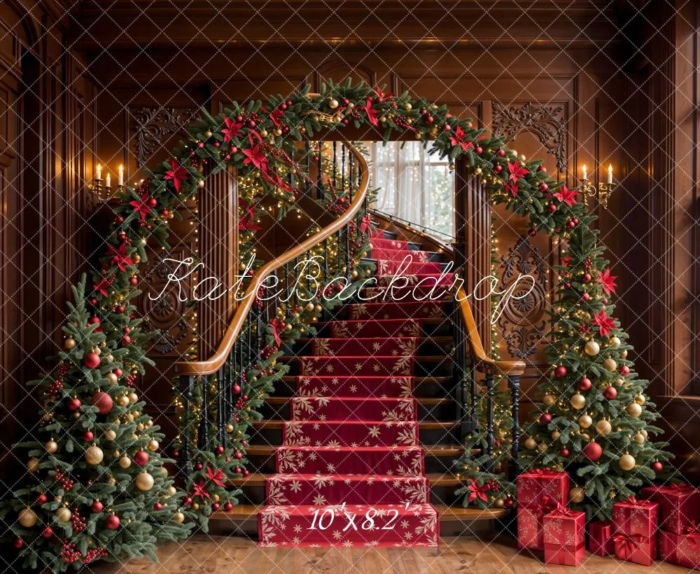 Kate Christmas Tree Vintage Stairs Backdrop Designed by Emetselch