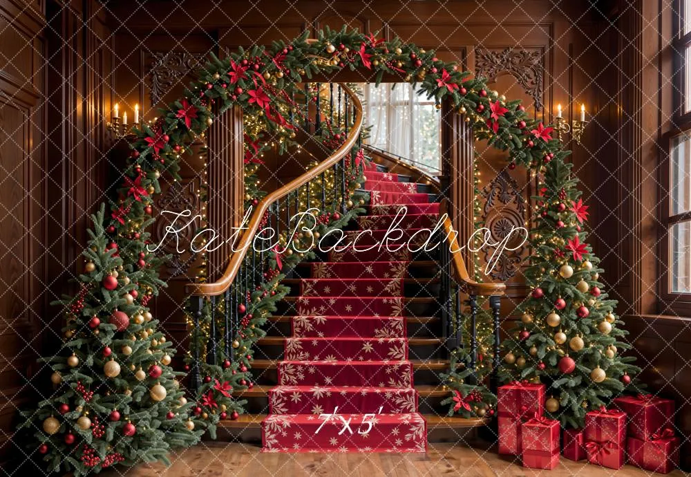 Kate Christmas Tree Vintage Stairs Backdrop Designed by Emetselch