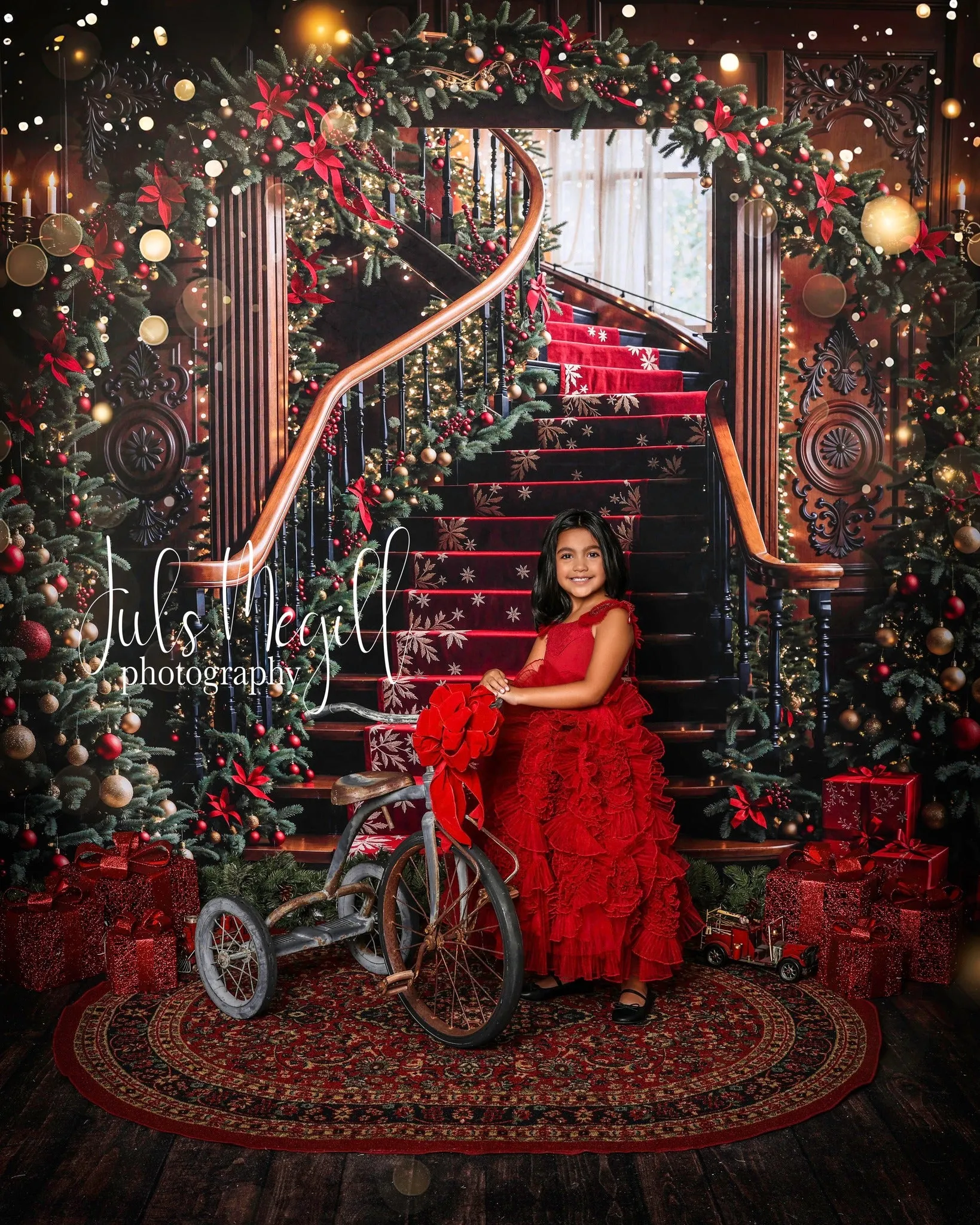 Kate Christmas Tree Vintage Stairs Backdrop Designed by Emetselch