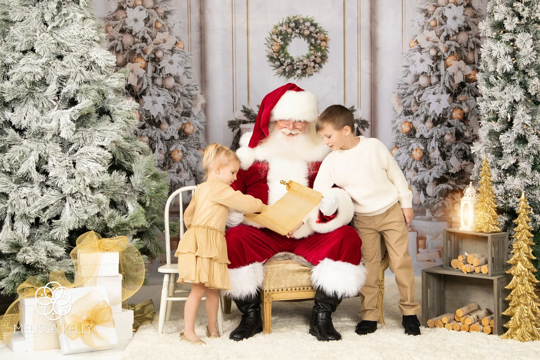 Kate Christmas Vintage Wall Trees Fireplace Backdrop for Photography