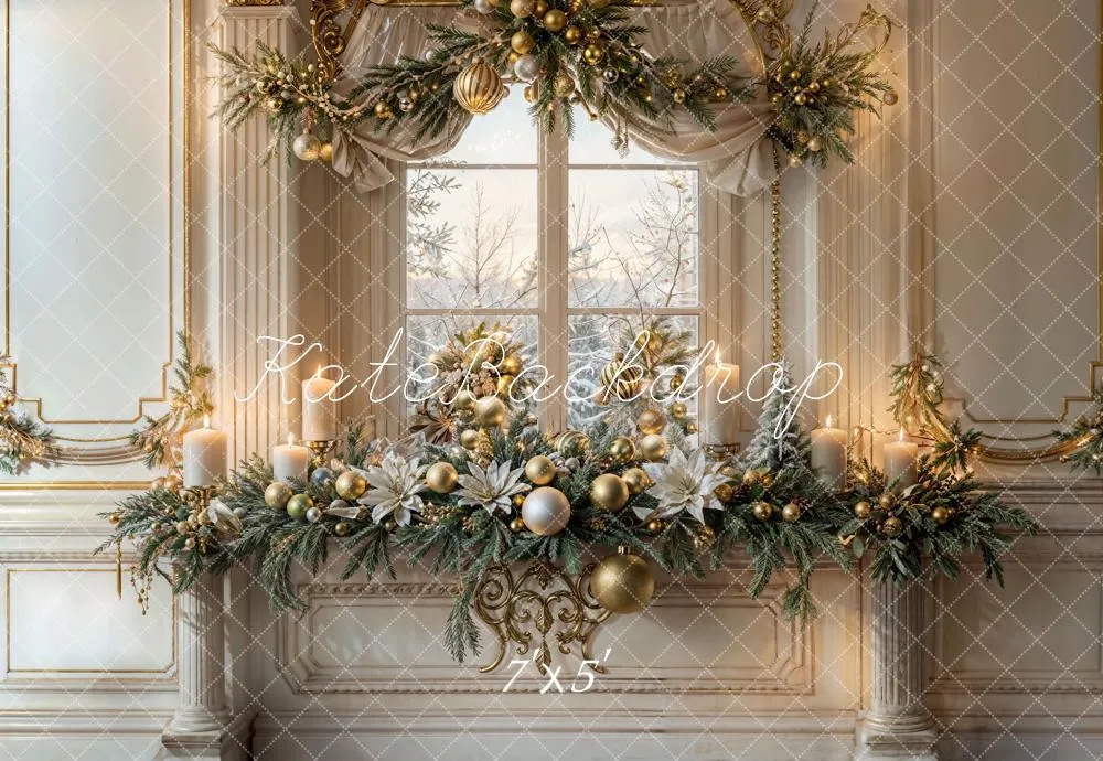 Kate Christmas Vintage White Window Backdrop Designed by Emetselch