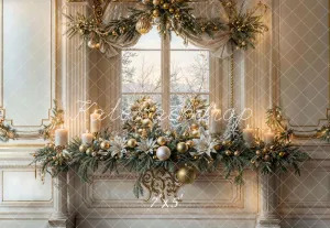 Kate Christmas Vintage White Window Backdrop Designed by Emetselch