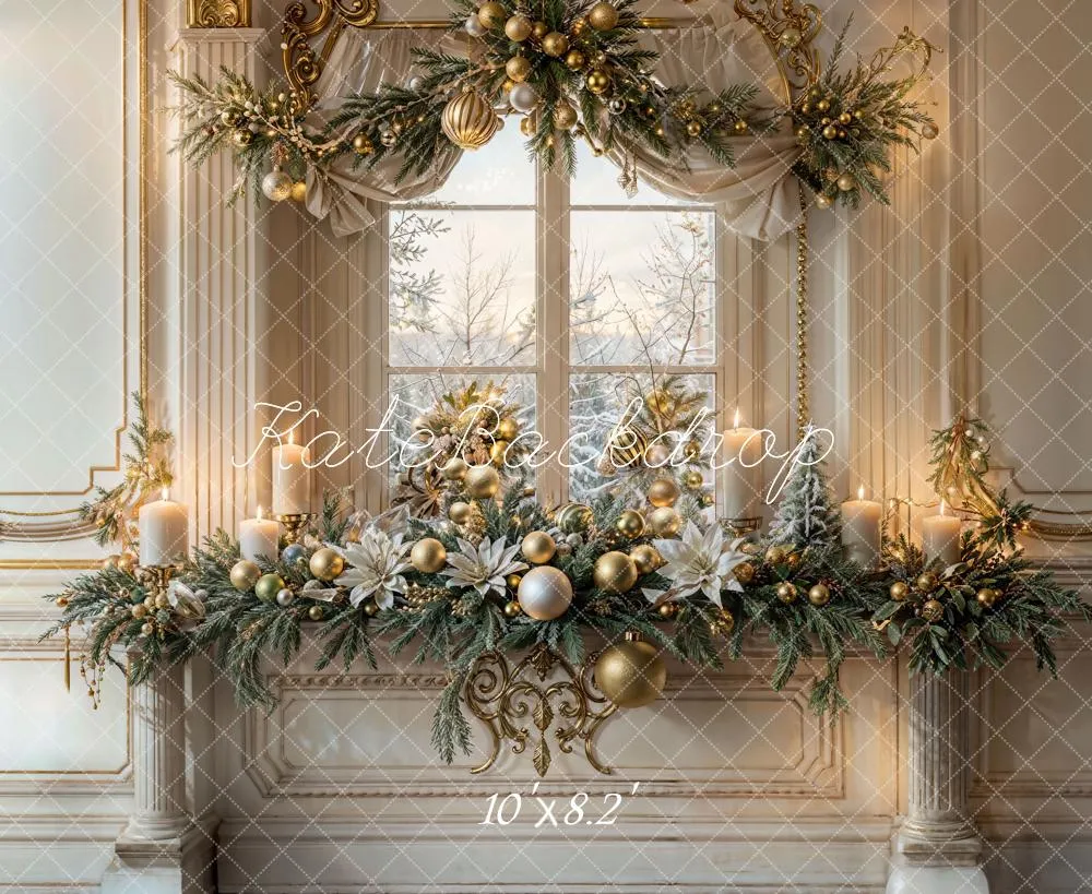 Kate Christmas Vintage White Window Backdrop Designed by Emetselch