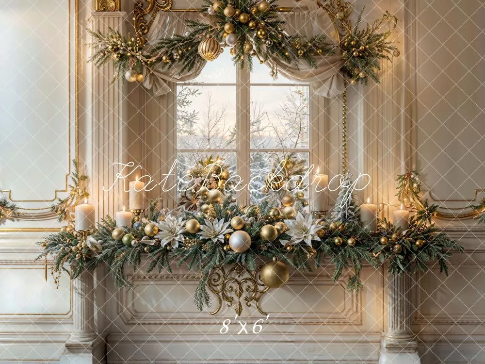 Kate Christmas Vintage White Window Backdrop Designed by Emetselch