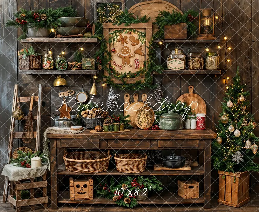 Kate Christmas Vintage Wooden Kitchen Backdrop Designed by Emetselch