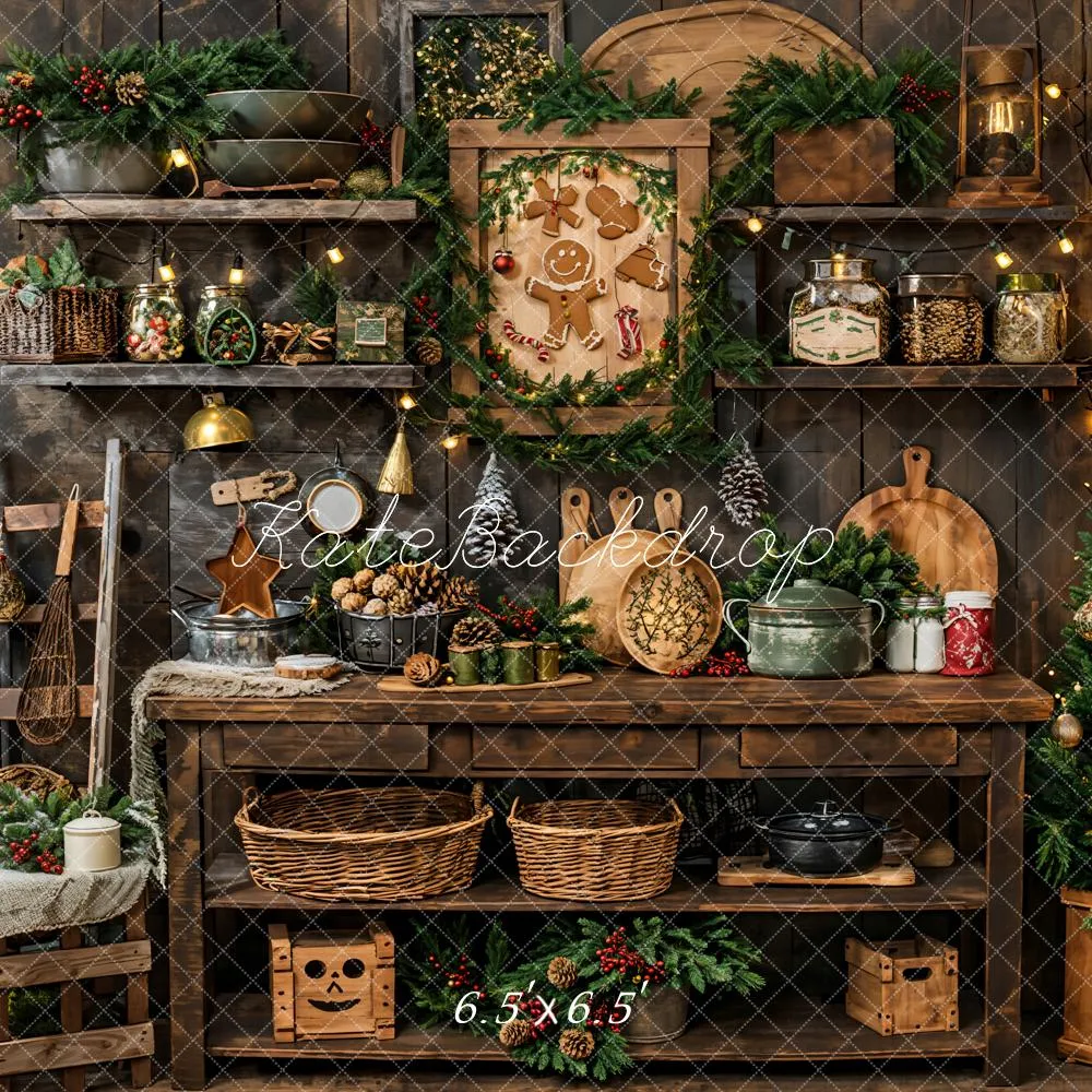 Kate Christmas Vintage Wooden Kitchen Backdrop Designed by Emetselch