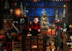 Kate Christmas Window Starry Vintage Backdrop for Photography