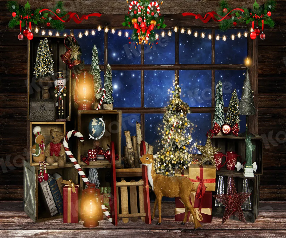 Kate Christmas Window Starry Vintage Backdrop for Photography