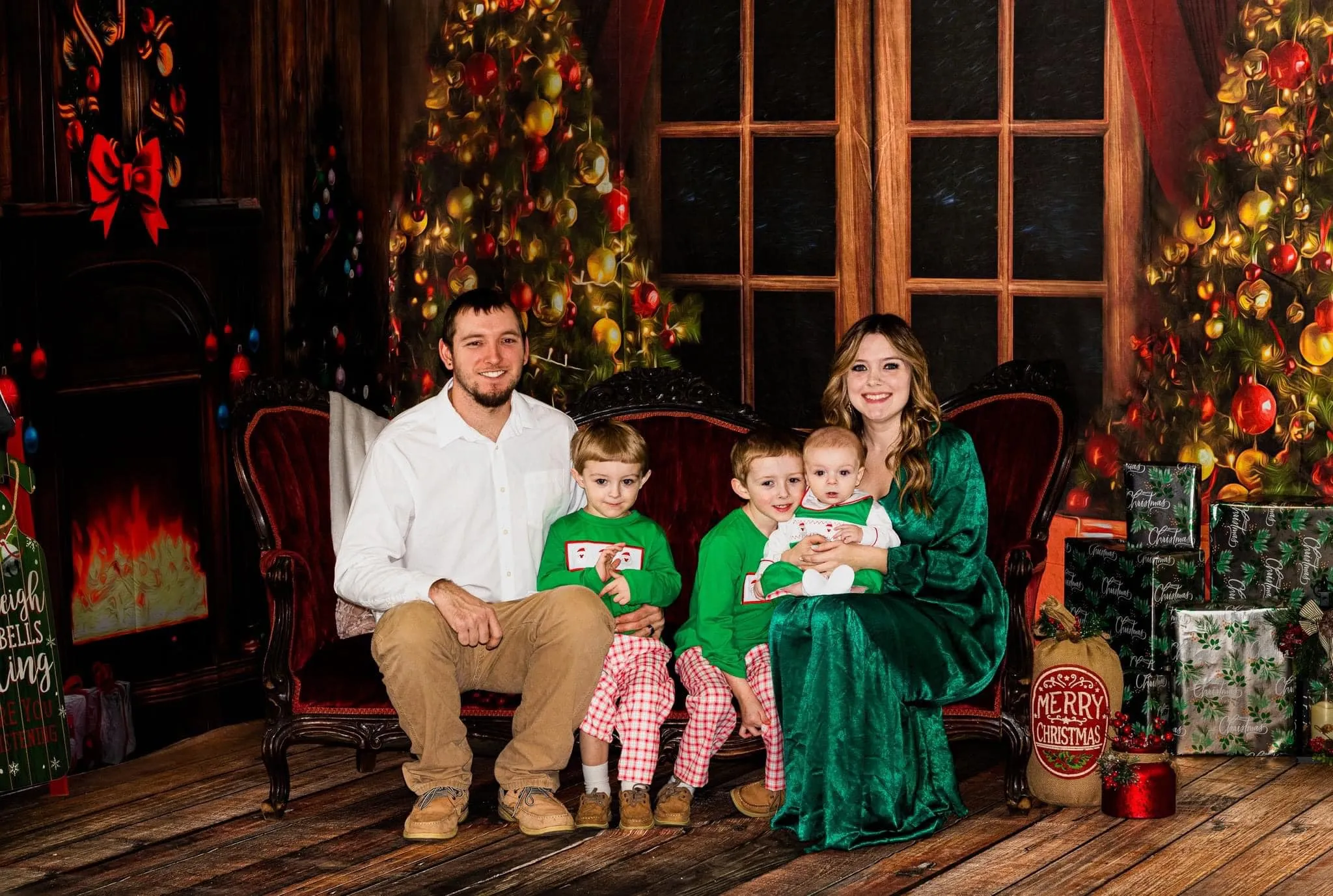 Kate Christmas Window Vintage Wood Tree Backdrop for Photography