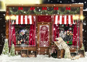 Kate Christmas Winter Vintage Pet Store Backdrop Designed by Mini MakeBelieve