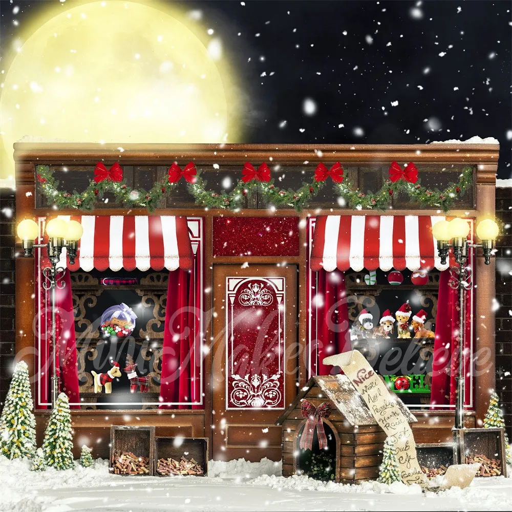 Kate Christmas Winter Vintage Pet Store Backdrop Designed by Mini MakeBelieve