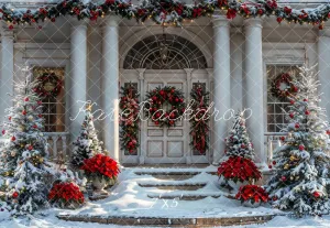 Kate Christmas Winter White Vintage House Backdrop Designed by Emetselch