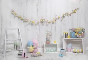 Kate Colorful Eggs Decorations Easter Spring Children Backdrop for Photography Designed by Erin Larkins