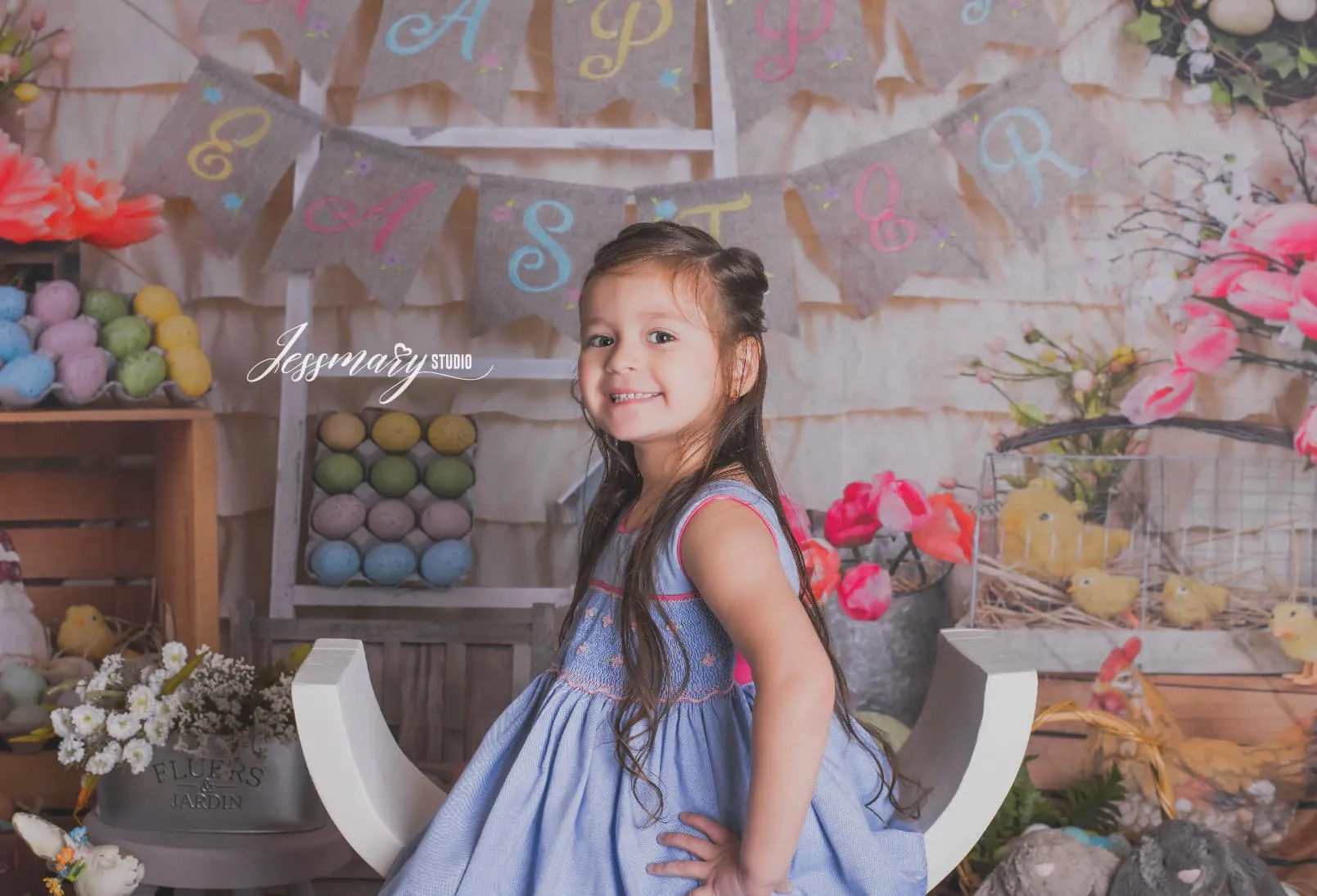 Kate Colorful Eggs Happy Easter Backdrop  Studios