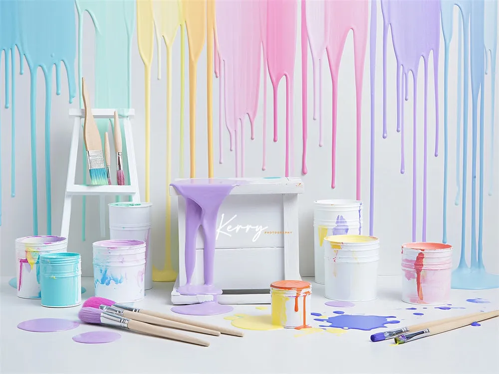 Kate Colorful Light Watercolor Painting Wall Backdrop Designed by Kerry Anderson