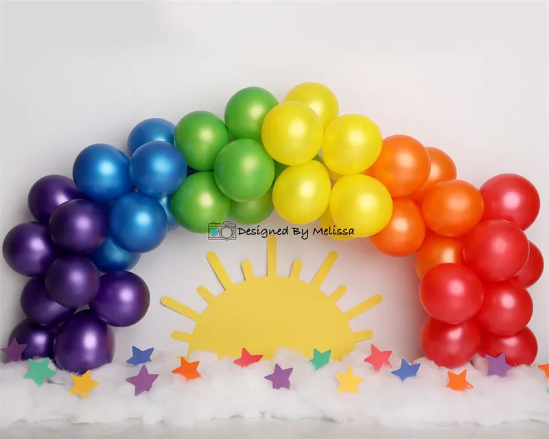 Kate Colorful Rainbow Balloons and Sun Backdrop Designed by Melissa King