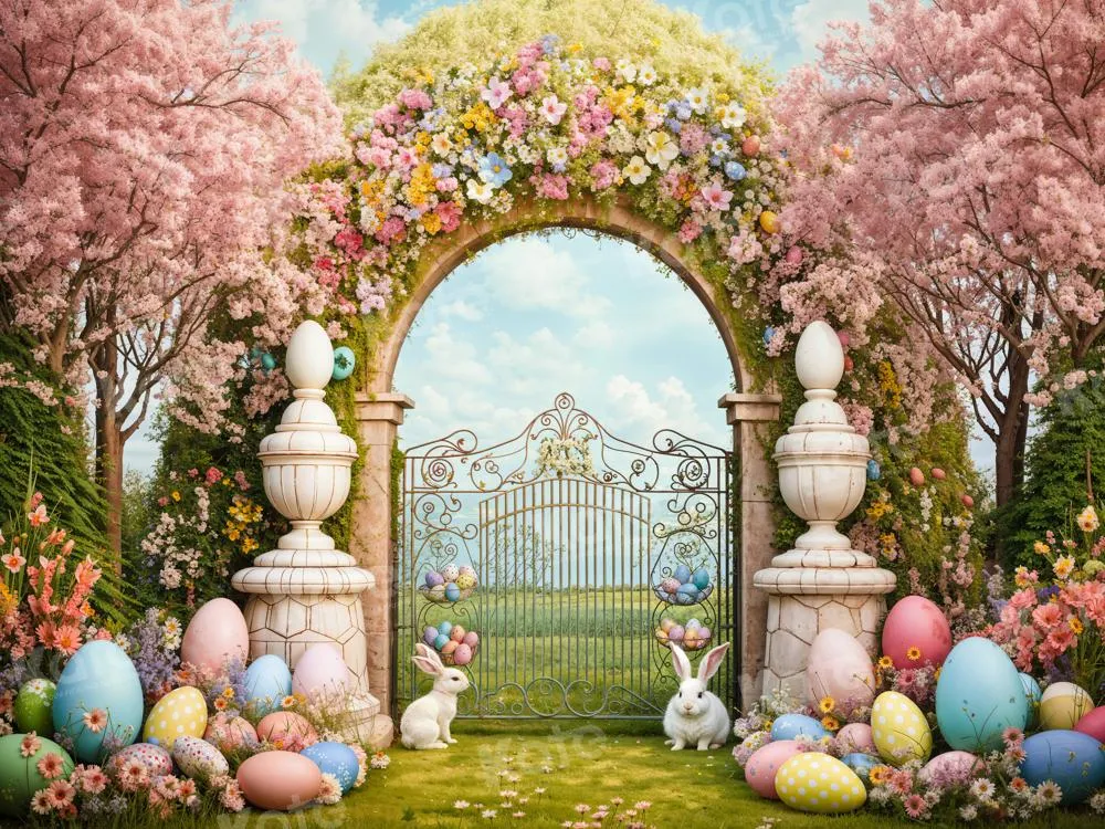 Kate Easter Bunny Colorful Flowers Arch Backdrop Designed by Chain Photography