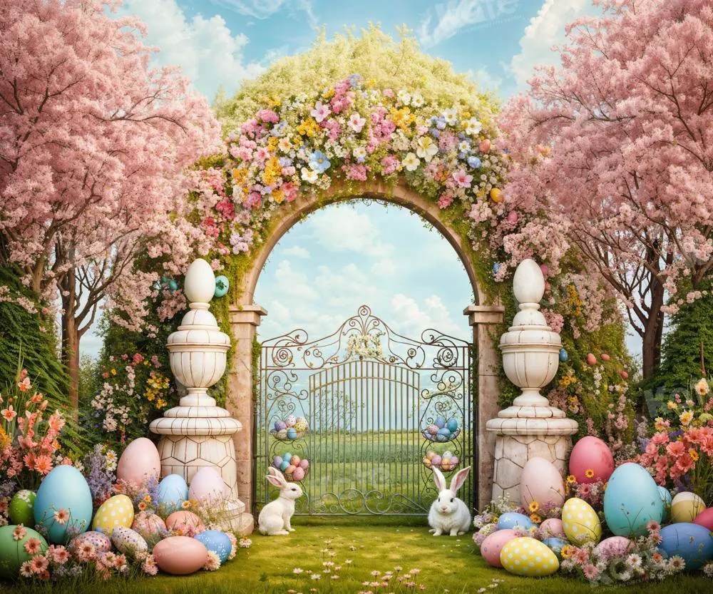 Kate Easter Bunny Colorful Flowers Arch Backdrop Designed by Chain Photography