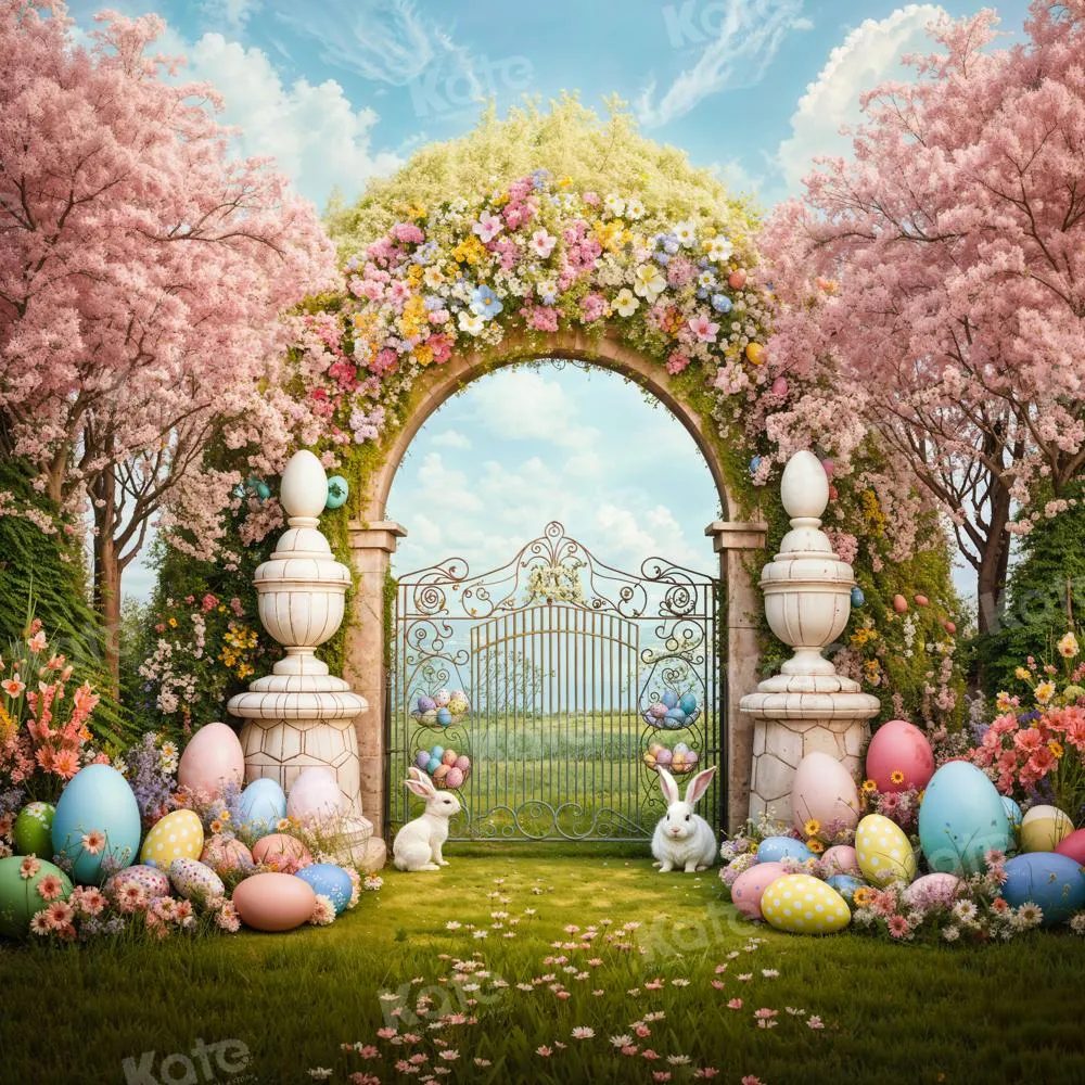 Kate Easter Bunny Colorful Flowers Arch Backdrop Designed by Chain Photography
