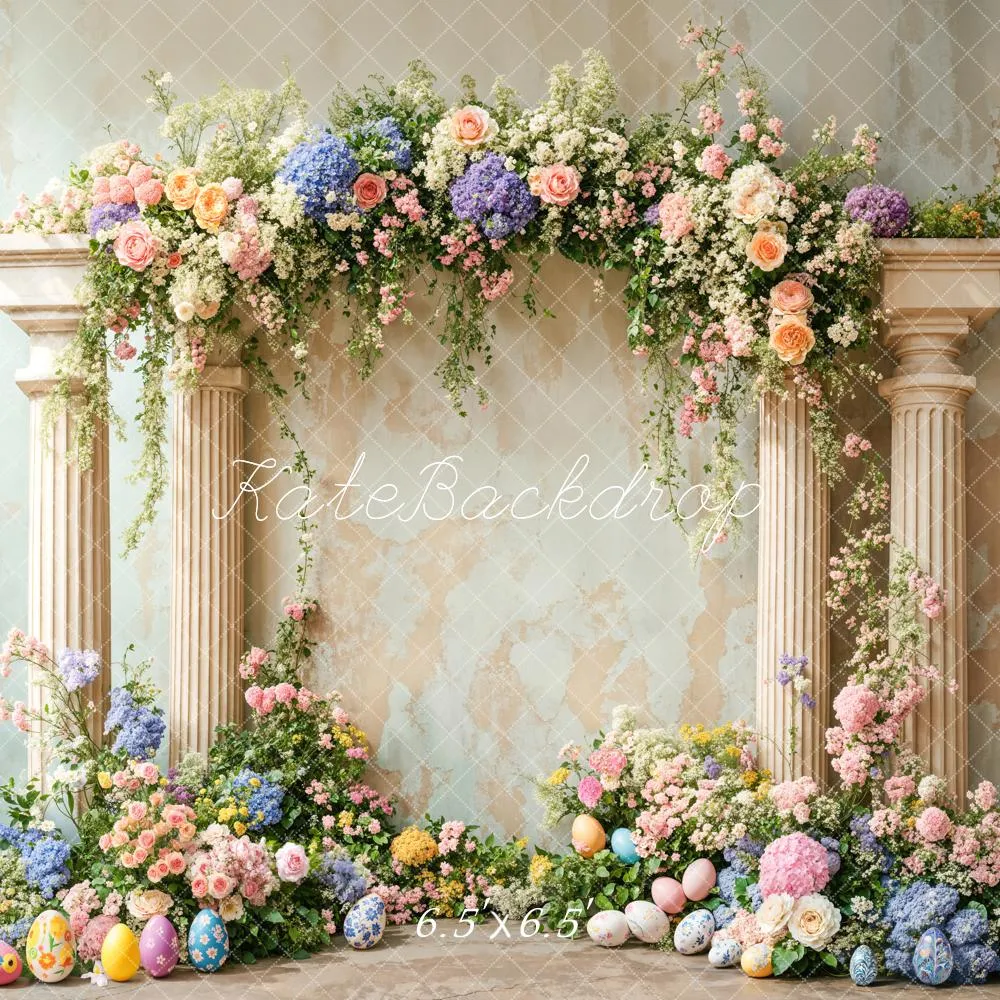 Kate Easter Colorful Flower Retro Arch Backdrop Designed by Emetselch