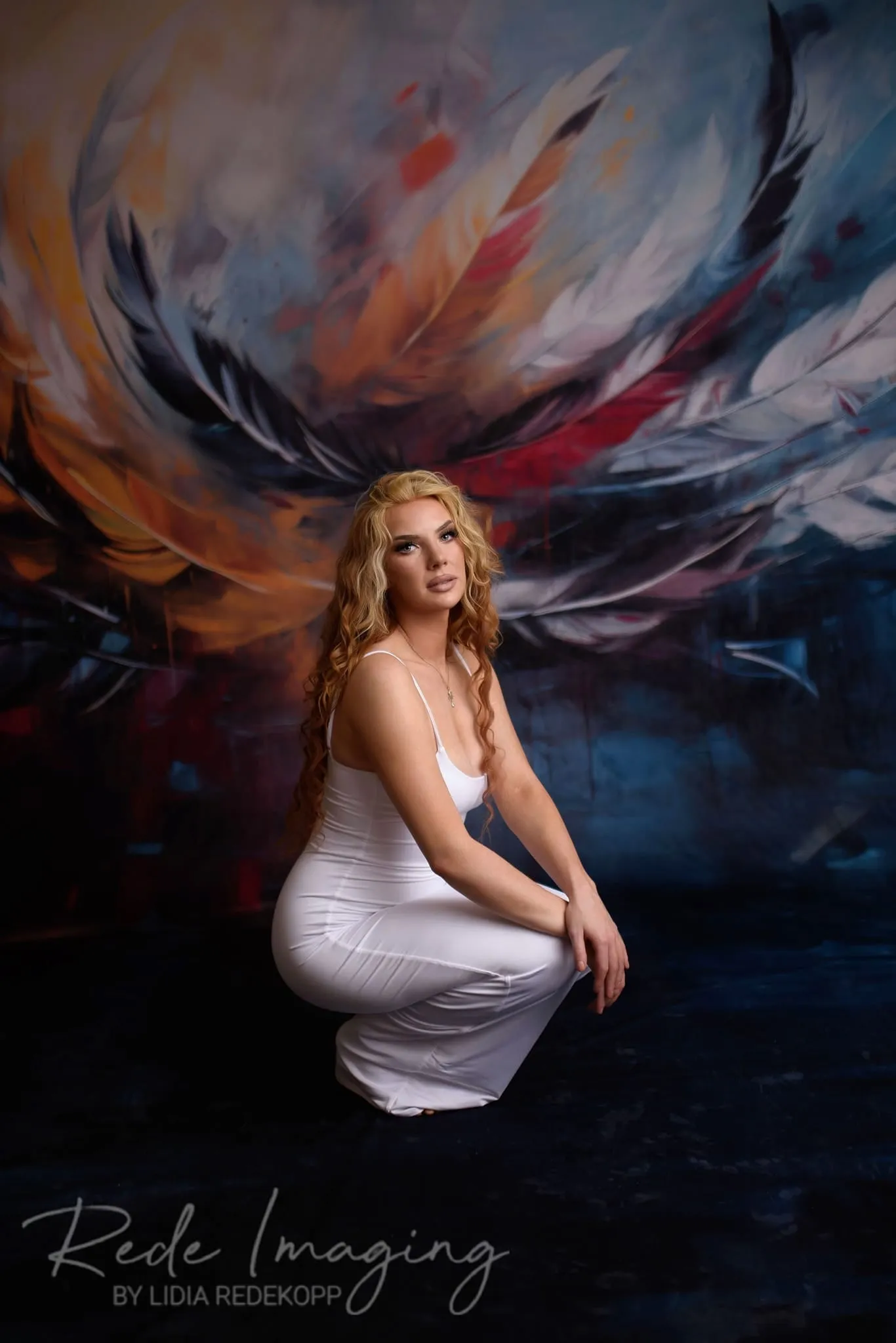 Kate Fine Art Colorful Graffiti Feather Backdrop Designed by Lidia Redekopp