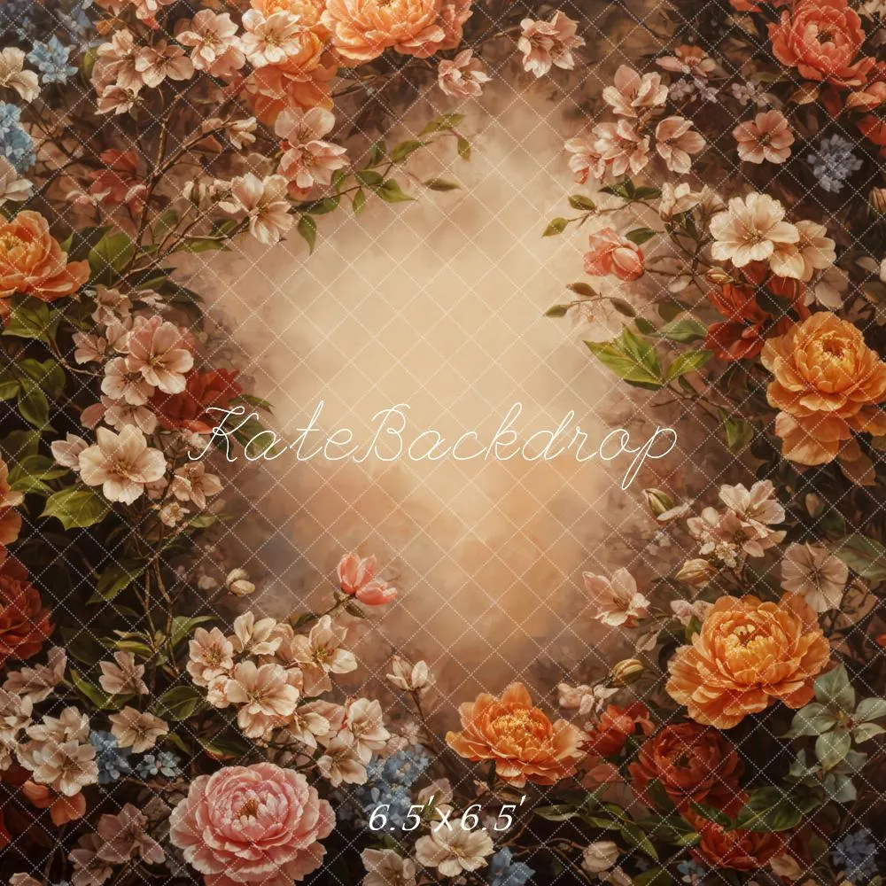 Kate Fine Art Retro Colorful Flower Brown Backdrop Designed by GQ
