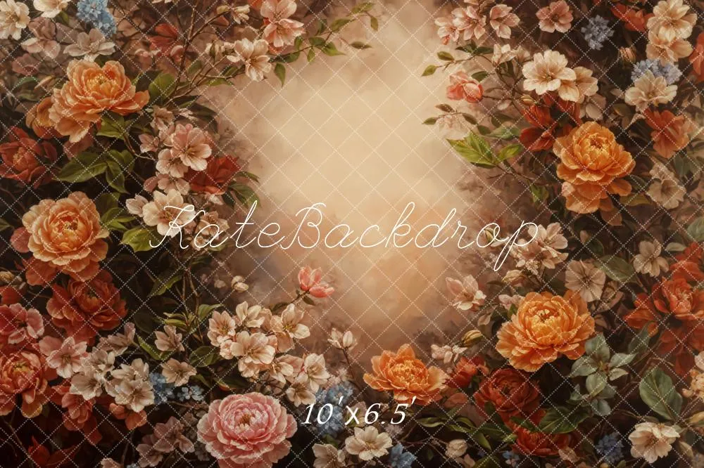 Kate Fine Art Retro Colorful Flower Brown Backdrop Designed by GQ