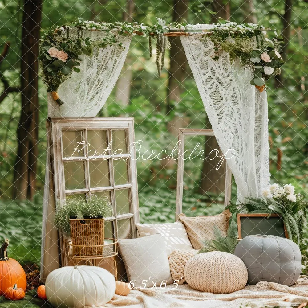 Kate Forest Nook Vintage Windows Pumpkins Backdrop Designed by Patty Robert