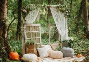 Kate Forest Nook Vintage Windows Pumpkins Backdrop Designed by Patty Robert