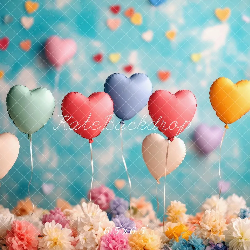Kate Heart Balloons Floral Colorful Backdrop Designed by Patty Robert