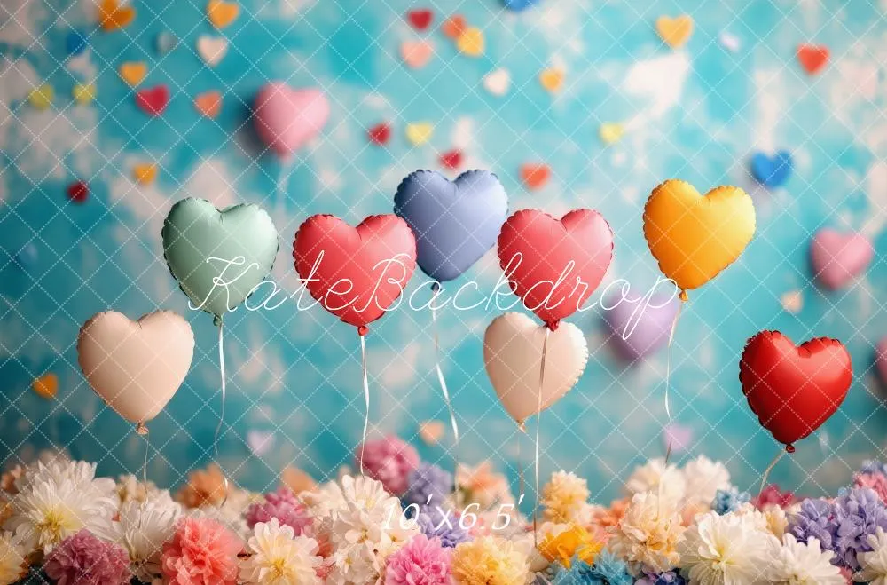 Kate Heart Balloons Floral Colorful Backdrop Designed by Patty Robert