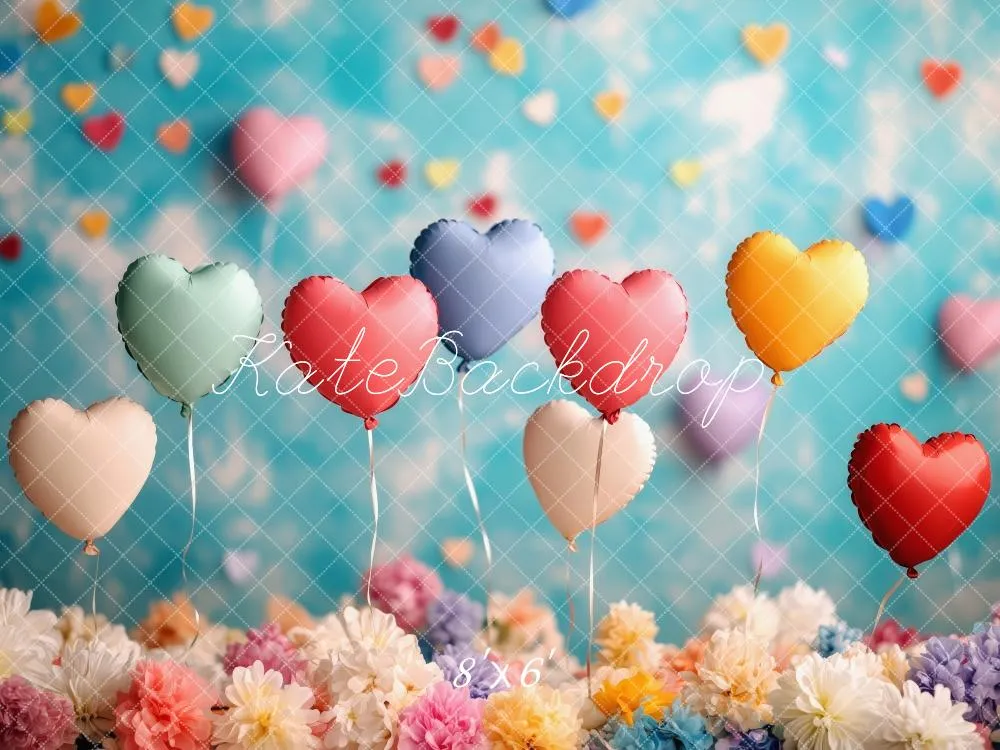 Kate Heart Balloons Floral Colorful Backdrop Designed by Patty Robert