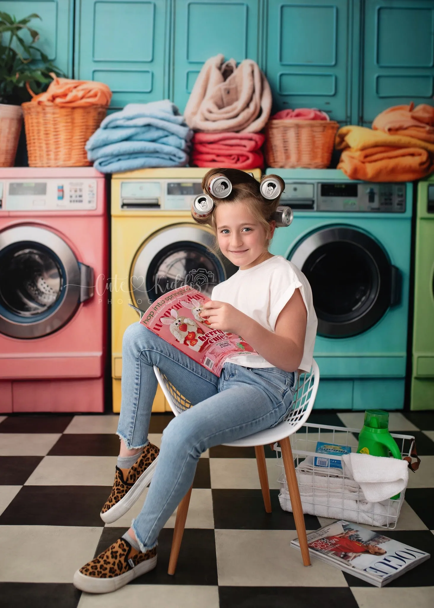 Kate Laundry Day Colorful Washing Machine Backdrop Designed by Chain Photography