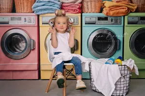 Kate Laundry Day Colorful Washing Machine Backdrop Designed by Chain Photography