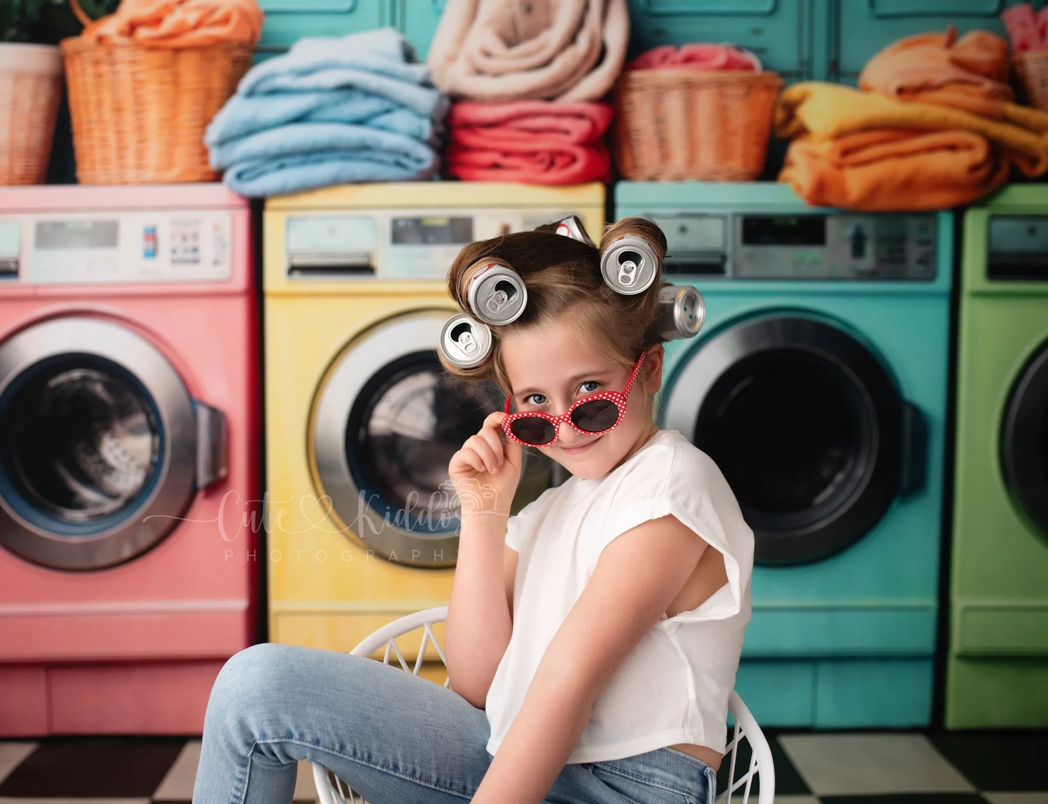Kate Laundry Day Colorful Washing Machine Backdrop Designed by Chain Photography