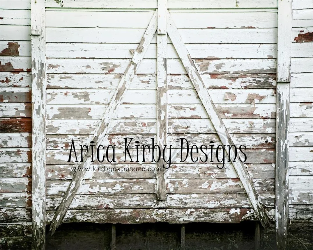 Kate Retro Vintage White Barn Doors Backdrop Designed By Arica Kirby