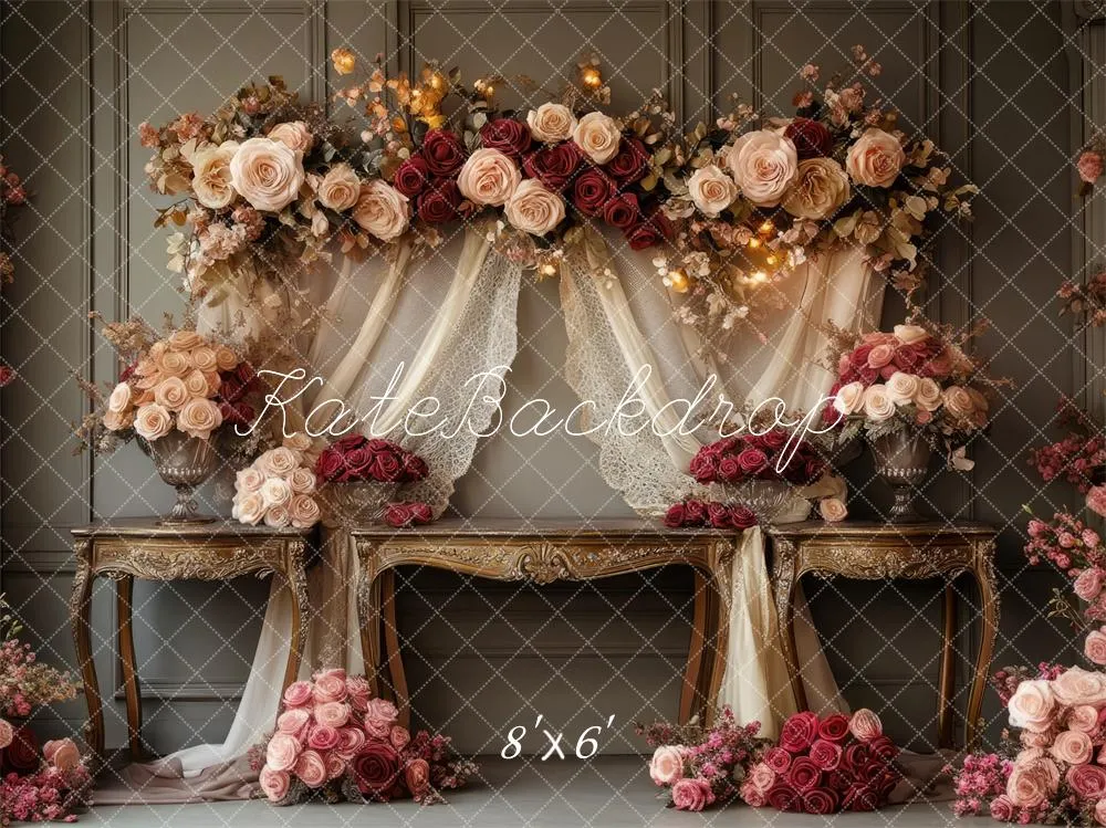 Kate Romantic Floral Arch Vintage Wedding Backdrop Designed by Mini MakeBelieve