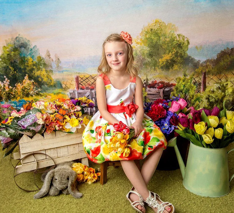 Kate Spring Colorful Flowers Valentine's Day Backdrop for Photography Designed by JFCC