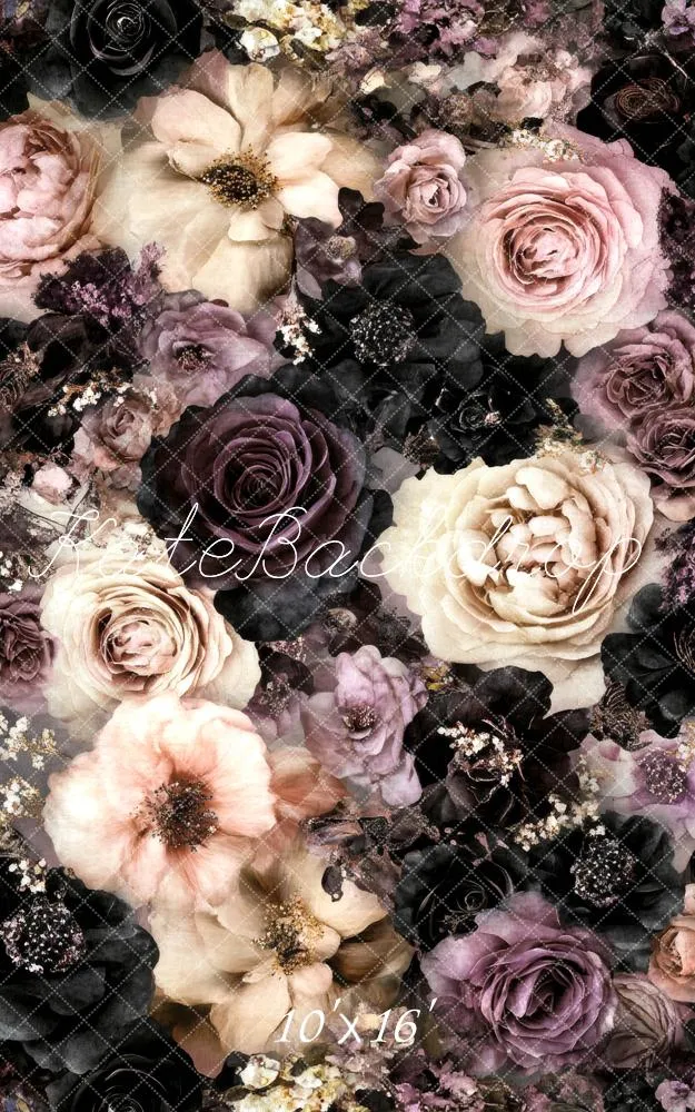Kate Sweep Fine Art Vintage Floral Dark Rose Backdrop Designed by Lidia Redekopp