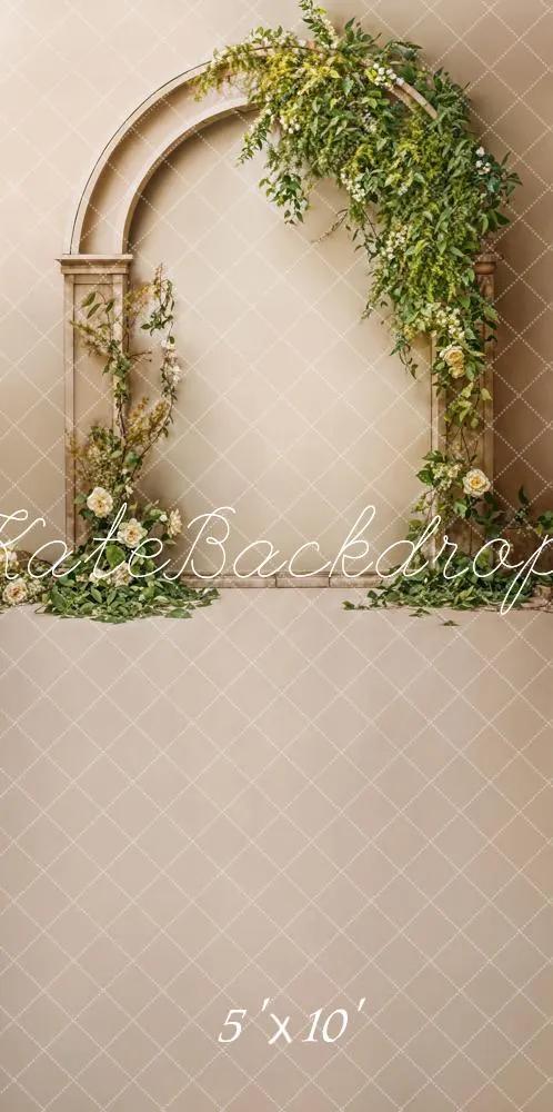 Kate Sweep Vintage Flower Beige Arched Wall Backdrop Designed by Emetselch