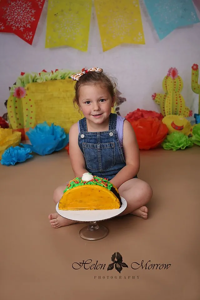 Kate Taco Theme with Colorful Flags Backdrop for Photography Designed By Leann West