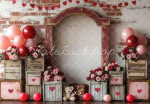 Kate Valentine Balloon Vintage Teddy Bears Backdrop Designed by Mini MakeBelieve