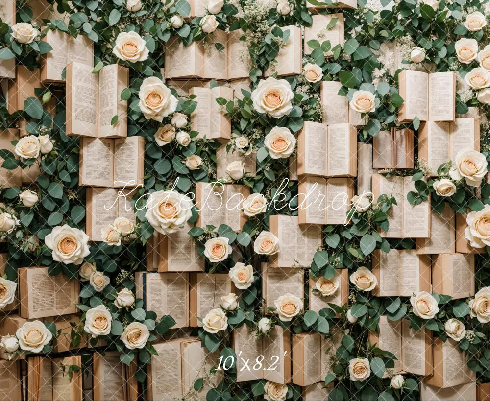 Kate Valentine Vintage Books Roses Backdrop Designed by Emetselch