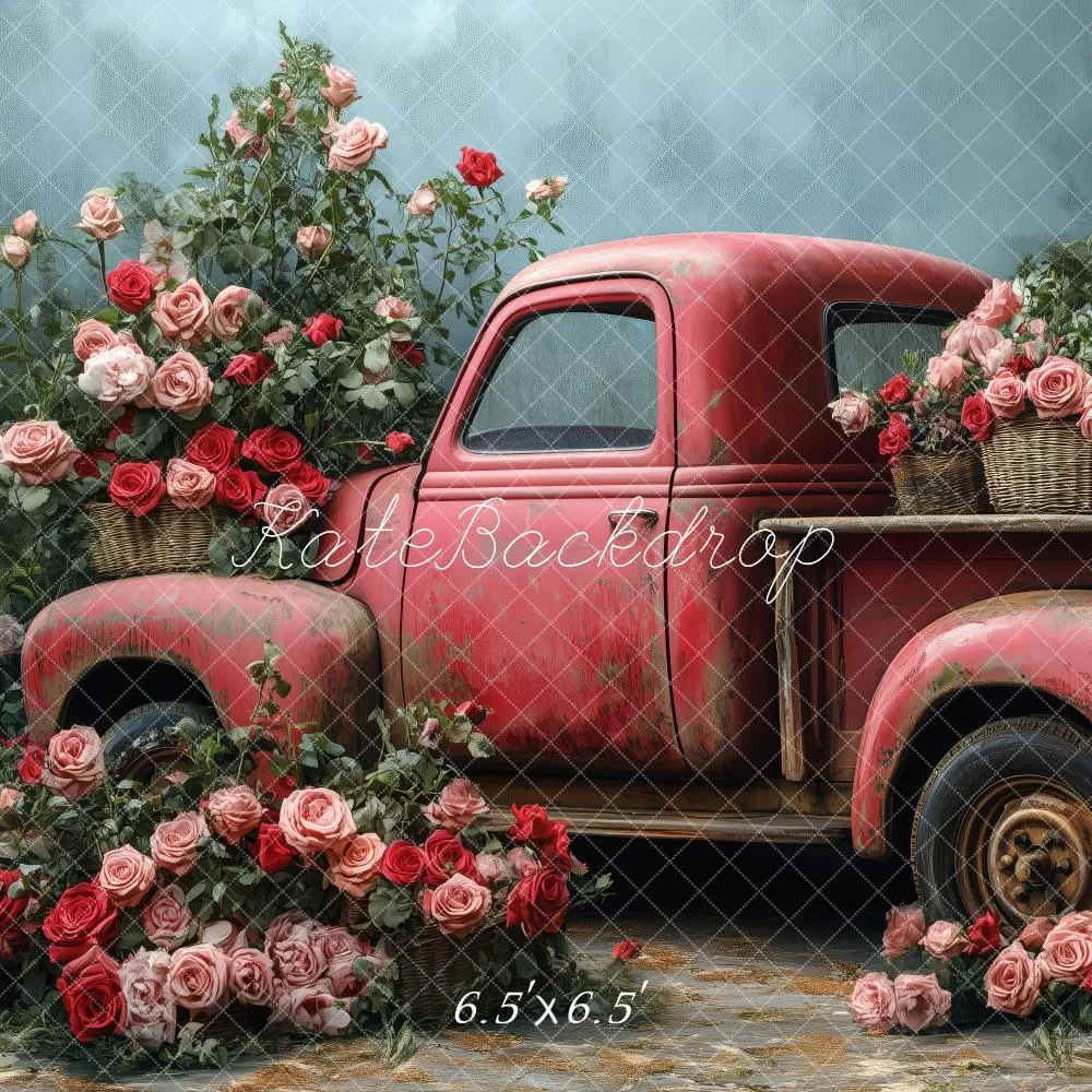Kate Valentine Vintage Truck Roses Backdrop Designed by Patty Robert