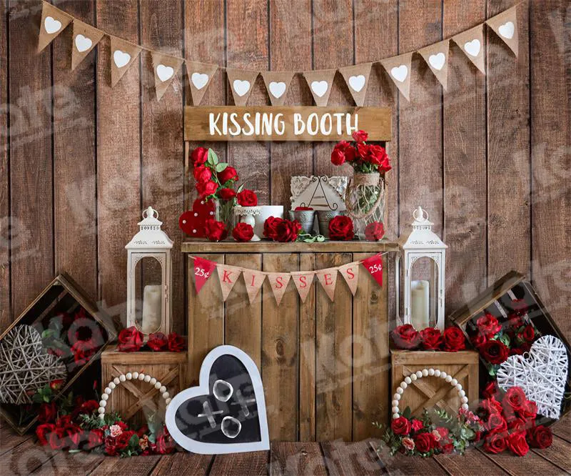 Kate Valentine's Day Rose Vintage Wood Backdrop for Photography