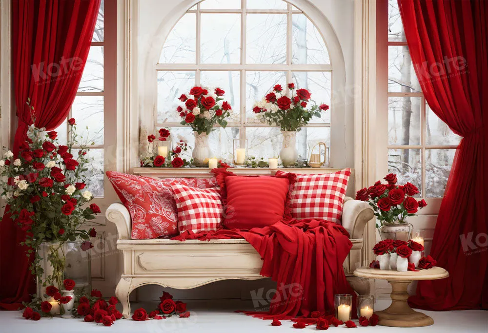 Kate Valentine's Day Vintage Sofa Red Backdrop for Photography