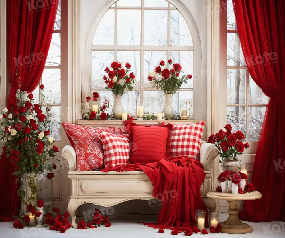 Kate Valentine's Day Vintage Sofa Red Backdrop for Photography